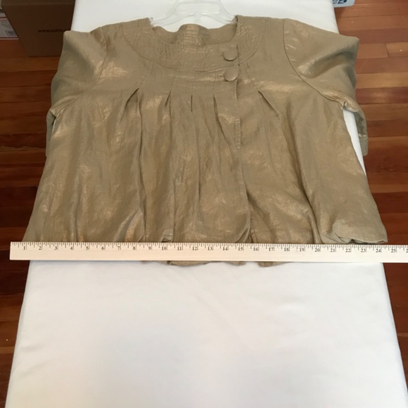 SPIEGEL Linen Cropped Jacket Linen Bolero Metallic Gold Women’s Plus Size 16 1X - Picture 14 of 16